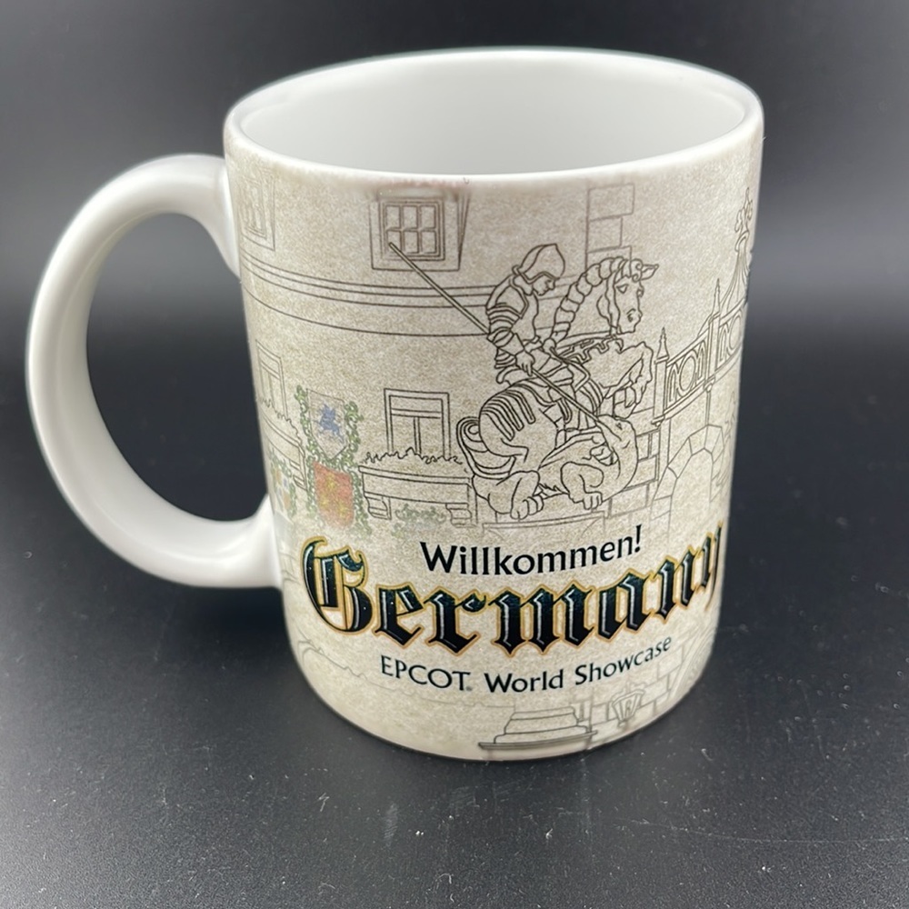 Rare Disney Epcot Germany Pavilion "Willkommen!" Mickey and Minnie Mouse Mug - Picture 2 of 3